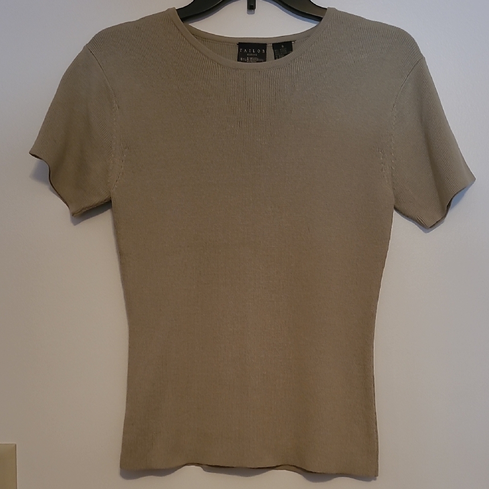 Tailor B. Moss Womens Sage Green Short Sleeve Shell Sweater Sz S